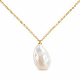 Baroque Teardrop Natural Pearl Gold-Plated Silver Pendant