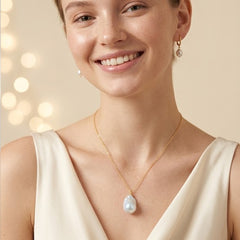 Baroque Teardrop Natural Pearl Gold-Plated Silver Pendant