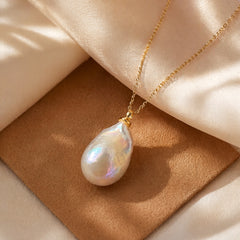 Baroque Teardrop Natural Pearl Gold-Plated Silver Pendant