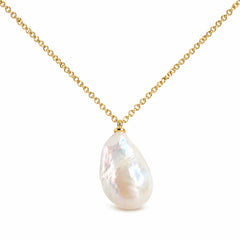 Baroque Teardrop Natural Pearl Gold-Plated Silver Pendant
