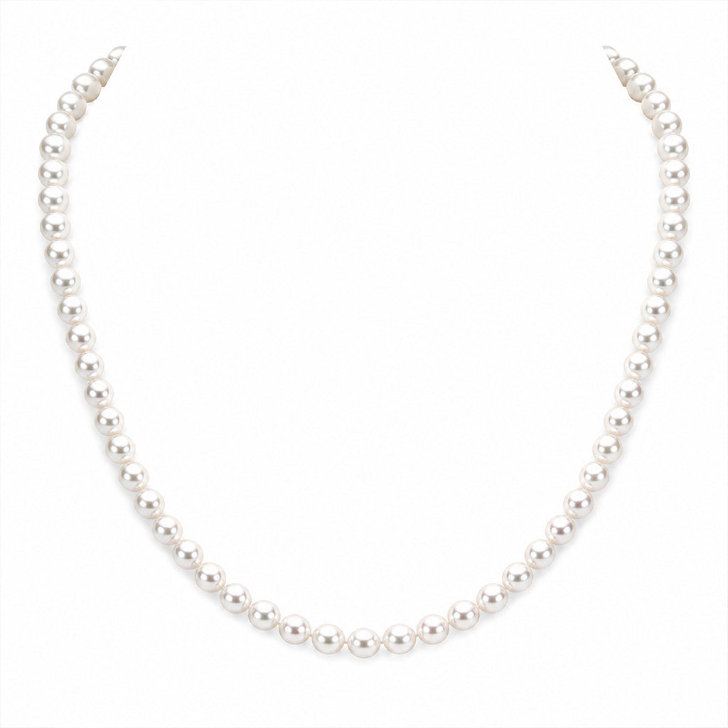 Smooth Round Natural Freshwater Pearl Solid 925 Sterling Silver Strand Necklace