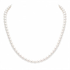 Smooth Round Natural Freshwater Pearl Solid 925 Sterling Silver Strand Necklace
