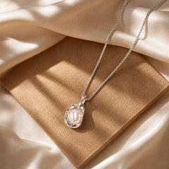 Irregular Wrapped Natural Pearl 925 Sterling Silver Pendant Necklace